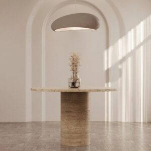 Kumusi Furniture Carla Italian Travertine Round Dining Table
