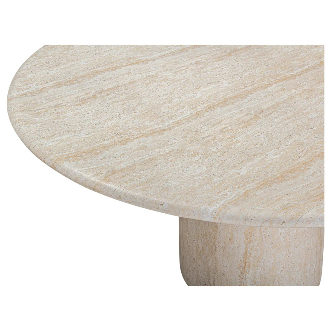 Kumusi Furniture Natural Marble Dining Room Beige Travertine Cream Dining Table for 6-8 People - Image 5