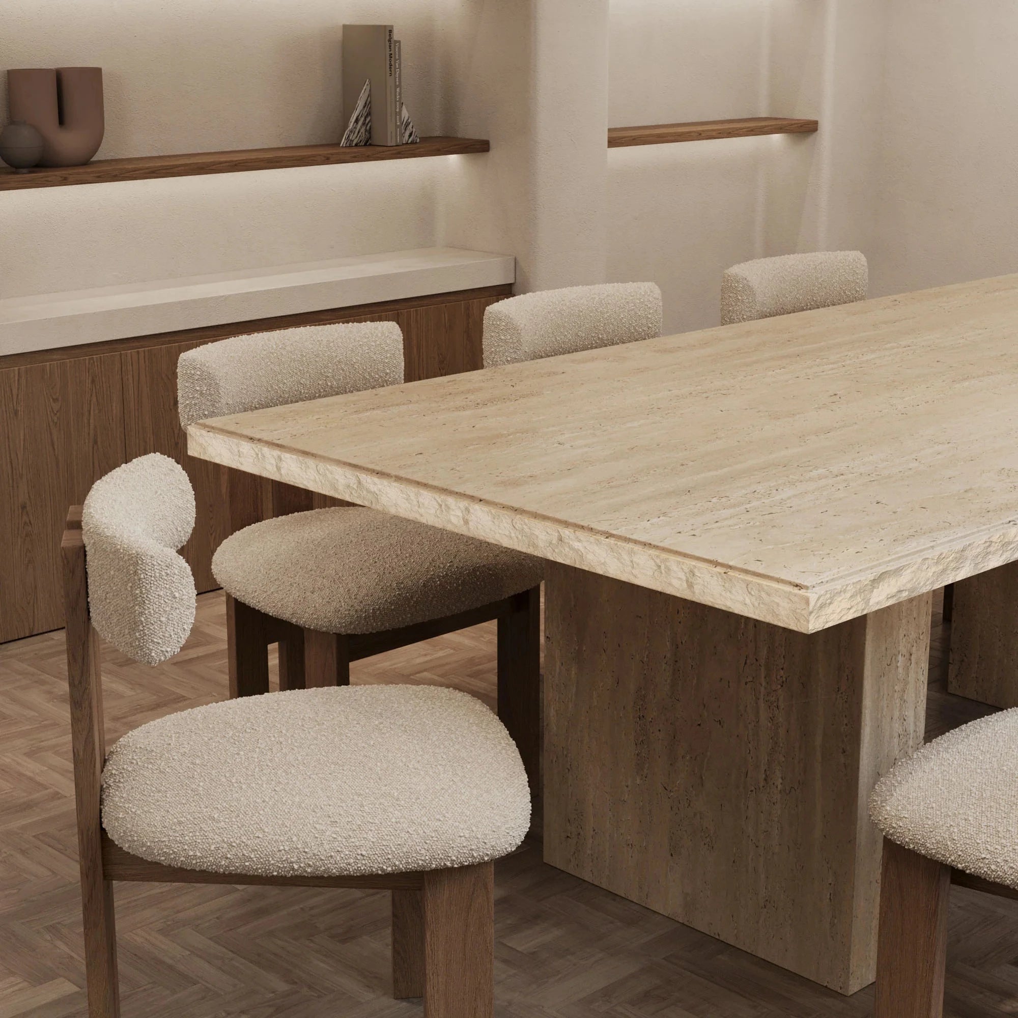 Kumusi Furniture Rosa Travertine Dining Table With Natural Edge - Image 3