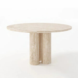 Simple Round Cube Dining Table Cream Style for Small Apartment Family