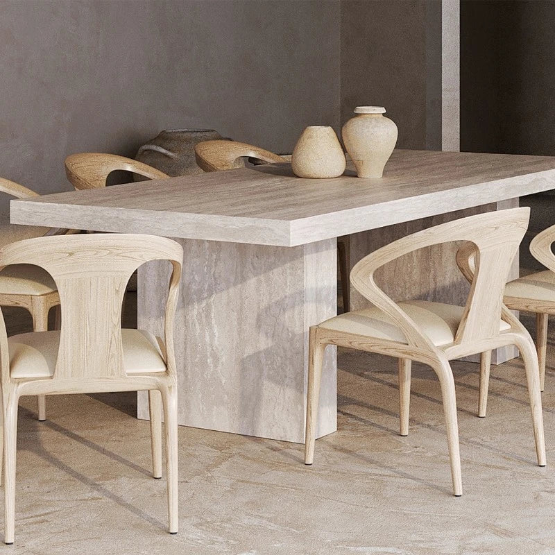 Minimalist High-end Natural Marble Coffee Table Rectangles Travertine Dining Table - Image 7