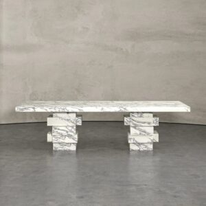 Kumusi Furniture Natural Marble Arabescato White Marble Dining Table for 6-8 People