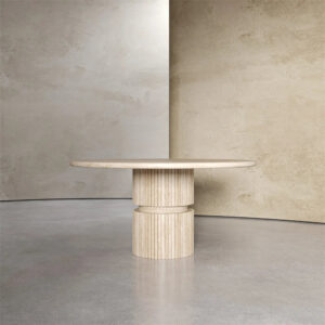 Nordic Scandinavian Modern Design Solid Stone Round Dining Table for Dining Room Workshop Reception Furniture