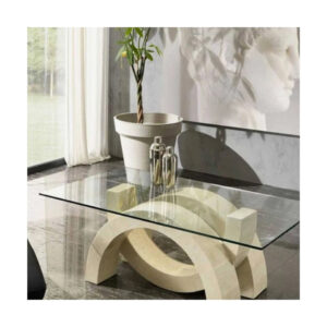 Dinning Room Furniture  6/8 Seat Tempered Glass Top with Travertine Legs Modern Dining Table and Chairs Set