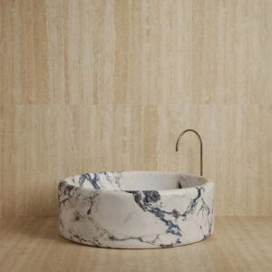 Kumusi Furniture Natural Marble Bathtub Creative Light Luxury Adult Style Calacatta Viola New Bathtub