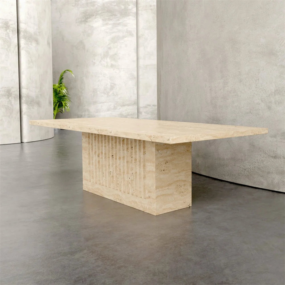 Original Solid Stone Natural Marble Travertine Cutomlized Dining Table - Image 2