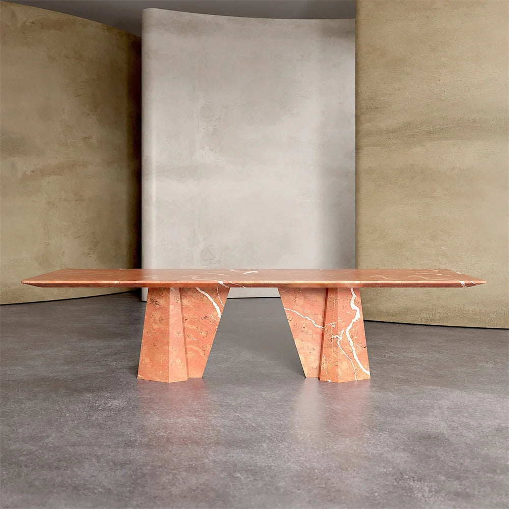 Modern Scandinavian Rectangle Marble Top Solid Stone Base Dining Table for Dining Room and Workshop 8-Seater - Image 5