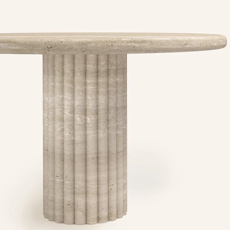 Modern Simple Dark Coffee Patterned Marble Marble Round Dining Table - Image 5