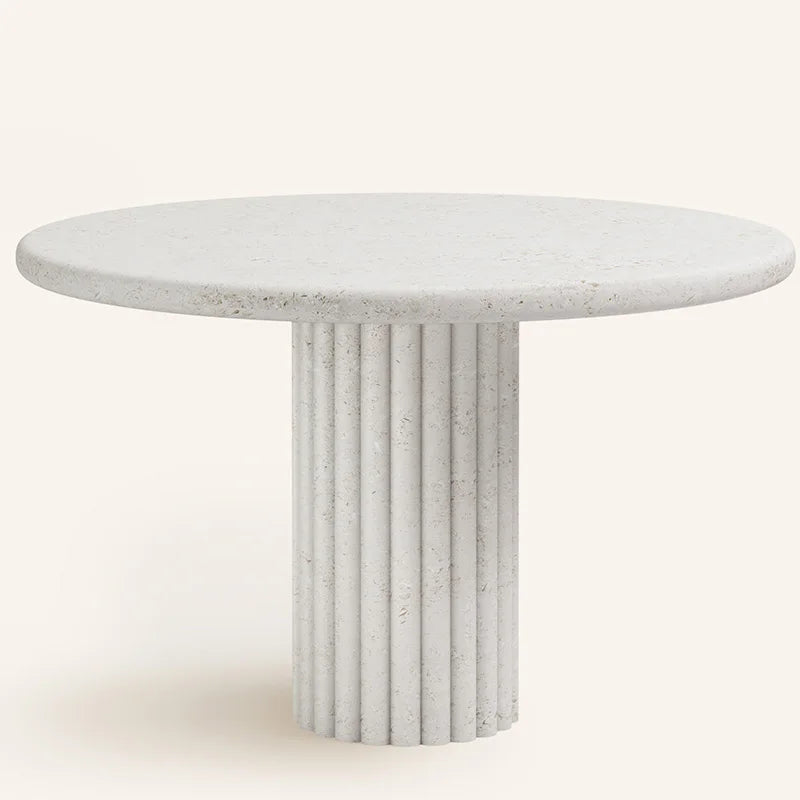 Modern Simple Dark Coffee Patterned Marble Marble Round Dining Table - Image 14