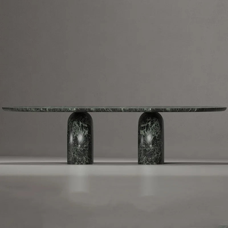 Kumusi Luxury Stone Verde Alpi Rectangle Marble Dining Table - Image 2