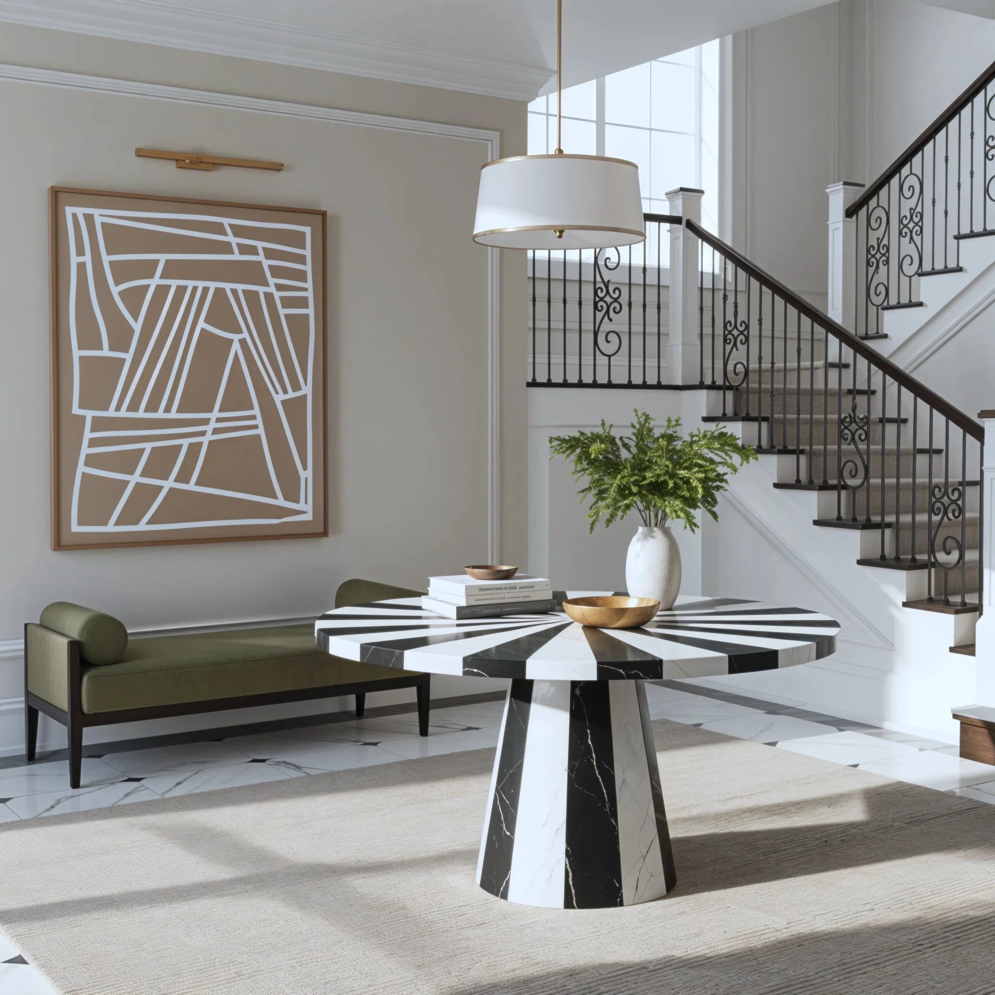 Kumusi Modern Customizable Round Marble Dining Table - Image 2