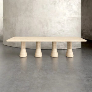 New Modern Luxury Scandinavian Solid Marble Extendable 8-Seater Dining Table Set for Home Dining Room