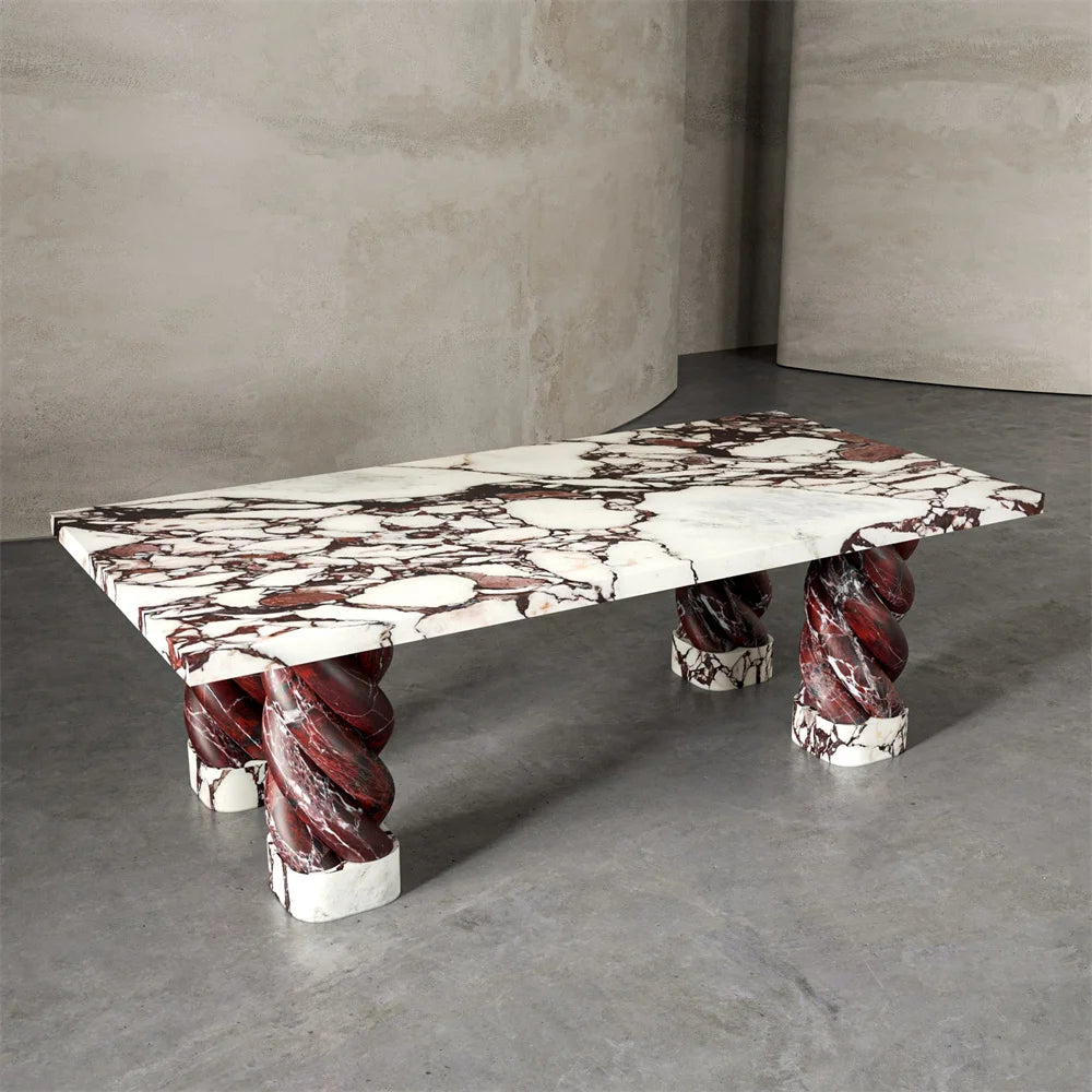 Luxury Rosso Levanto Base Marble Dining Table Set 6 Chairs Marble Dining Table - Image 5