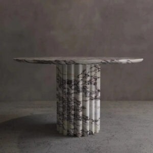 Kumusi Luxury Scandinavian Calacatta Viola Marble Extendable Round Dining Table for Home & Workshop Use