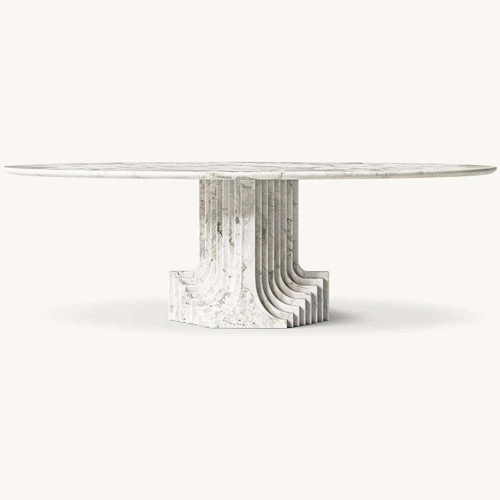 Kumusi Beige Travertine Table for Dining Stone Dining Table - Image 8