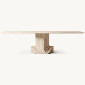 Kumusi Beige Travertine Table for Dining Stone Dining Table