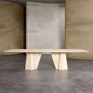 Modern Scandinavian Rectangle Marble Top Solid Stone Base Dining Table for Dining Room and Workshop 8-Seater