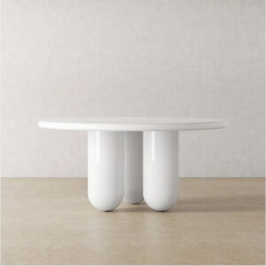 Spherical Design Table Legs Solid Marble Tabletop Cream Style White Round Table Minimalist Two Person Dining Table