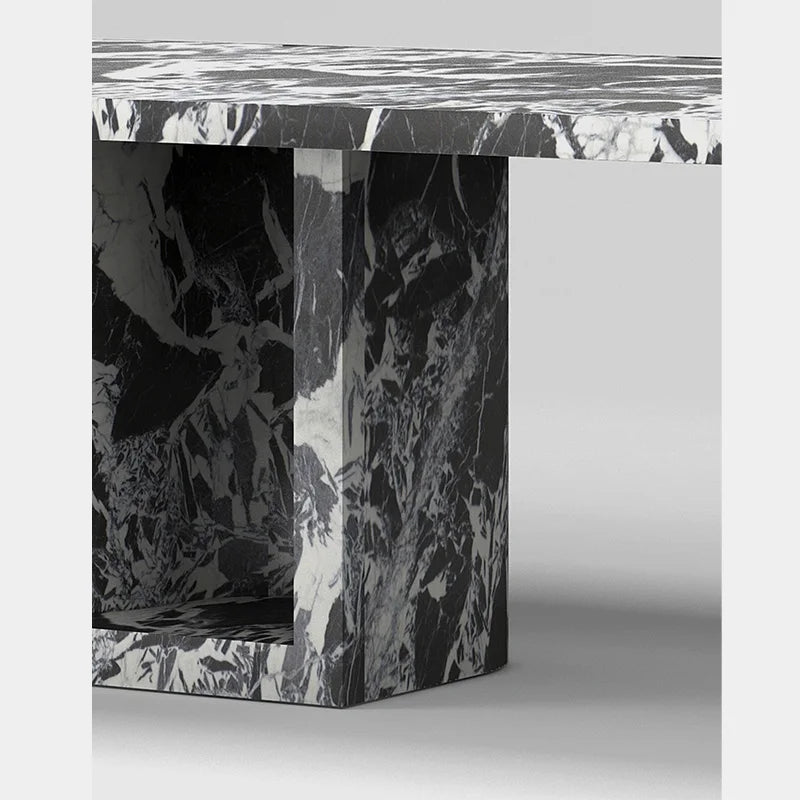 Kumusi Luxury Stone Nero Antico Rectangle Marble Long Dining Table - Image 4