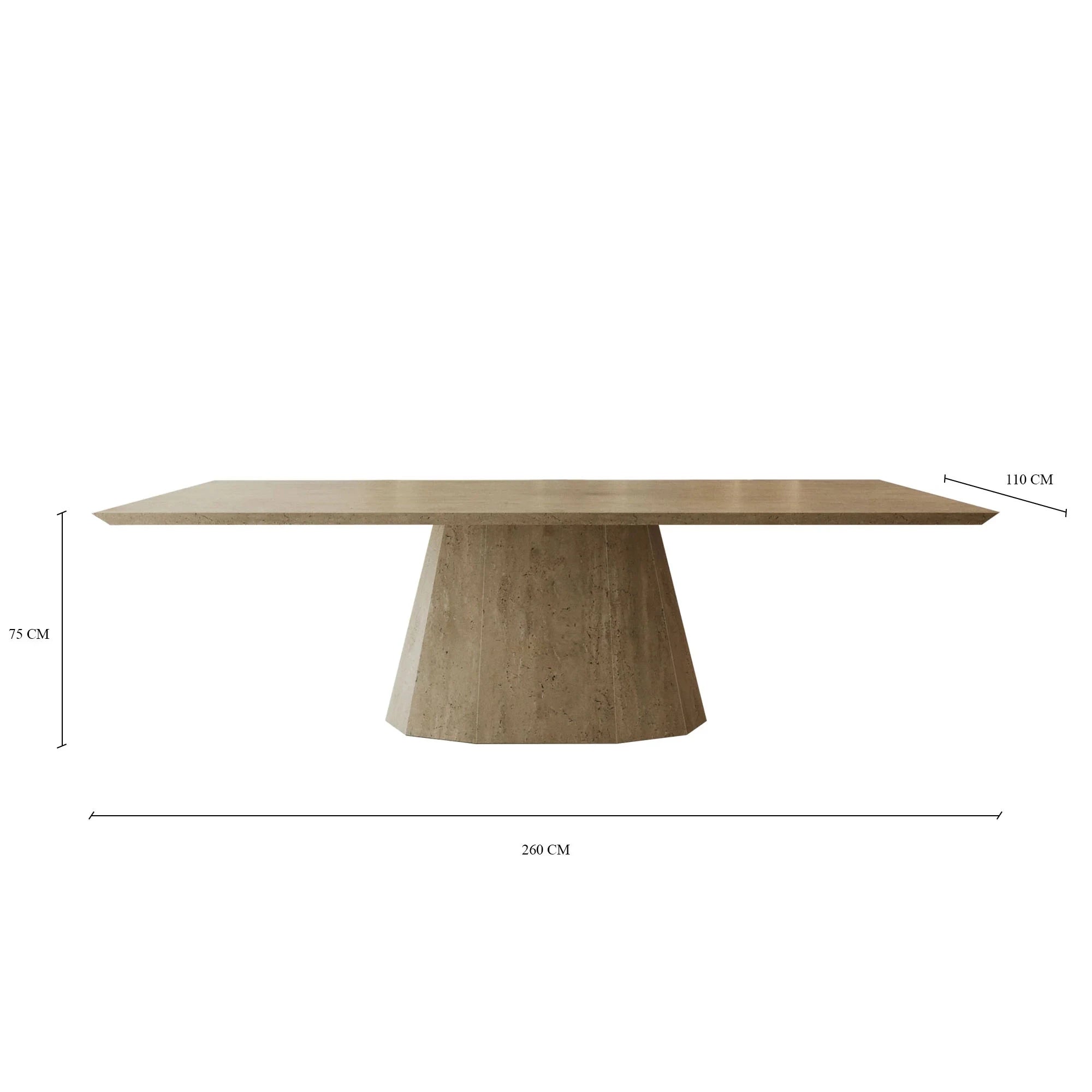Kumusi Italian Travertine Dining Table Solid Base Long Table for Dining - Image 4