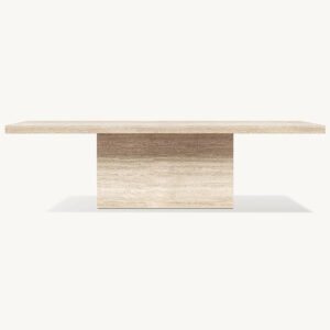 Kumusi Furniture Luxury Modern Home Living Room Customized Beige Travertine Base Stone Top Dining Table