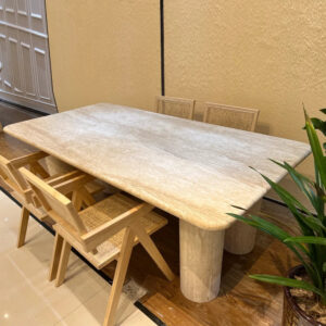 Commercial Decorative Travertine Dining Table Center Seat Multi square Table Italian Classic Travertine