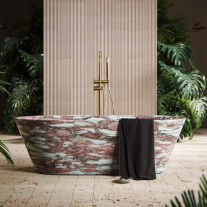 Kumusi Furniture Natural Marble Stone Freestanding Modern Norwegian Rose Bathtub Eco-Friendly