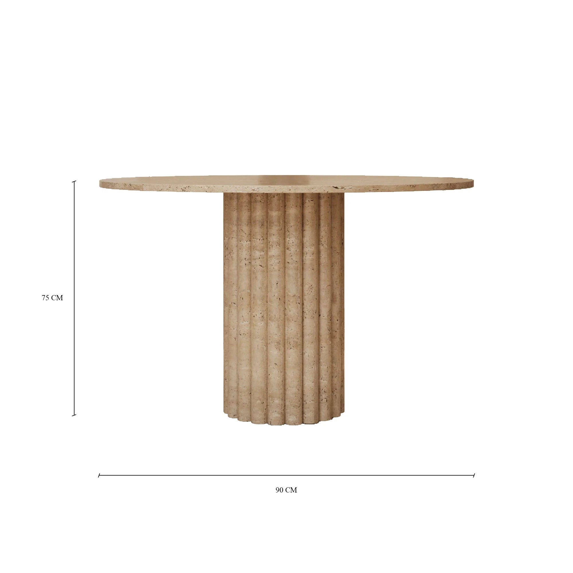 Kumusi Furniture Lorenzo Travertine Round Dining Table With Fluted Base - Image 4