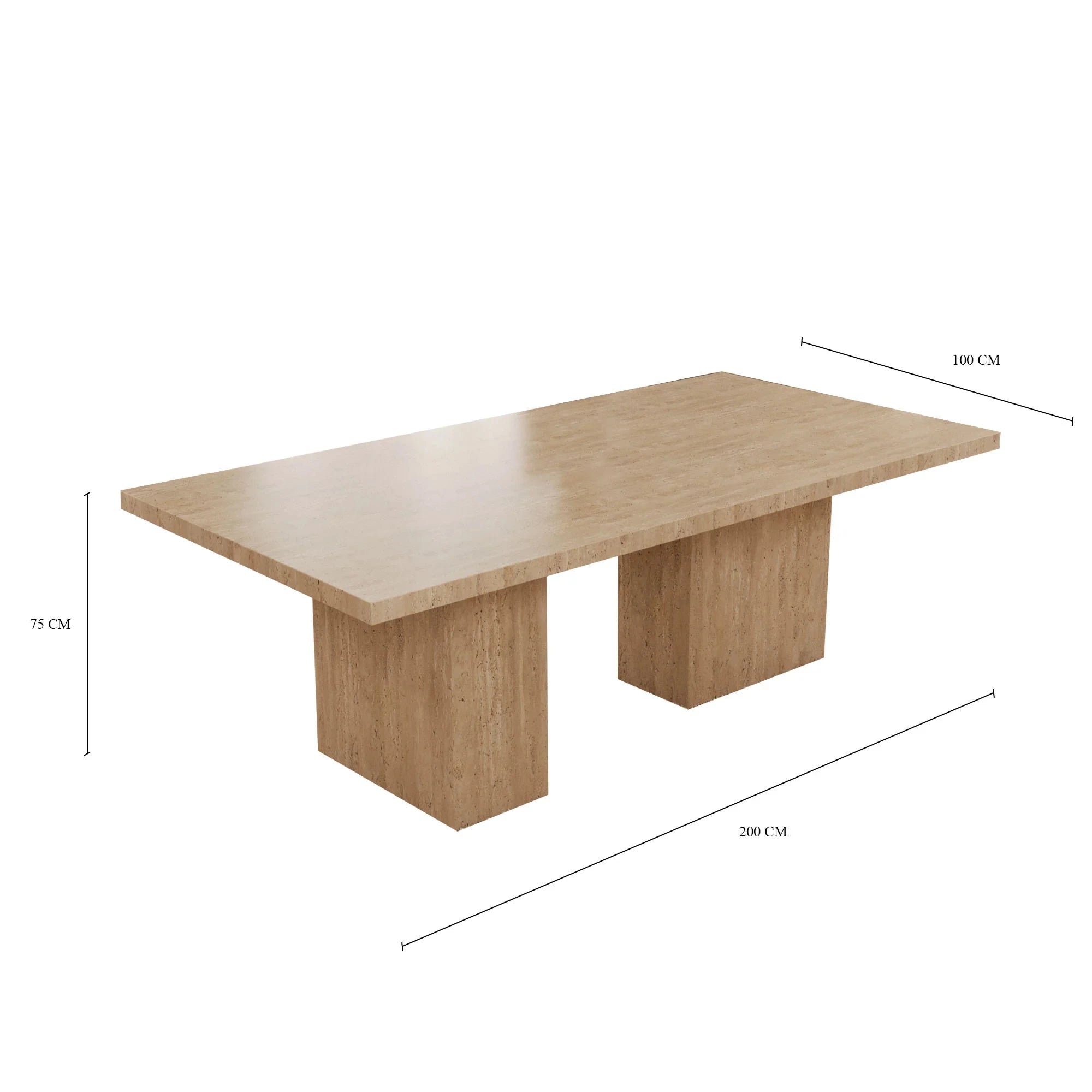 Kumusi Furniture Natural Stone Beige Travertine Dining Table for Indoor Living Room Kitchen Rectangle Marble Table - Image 5