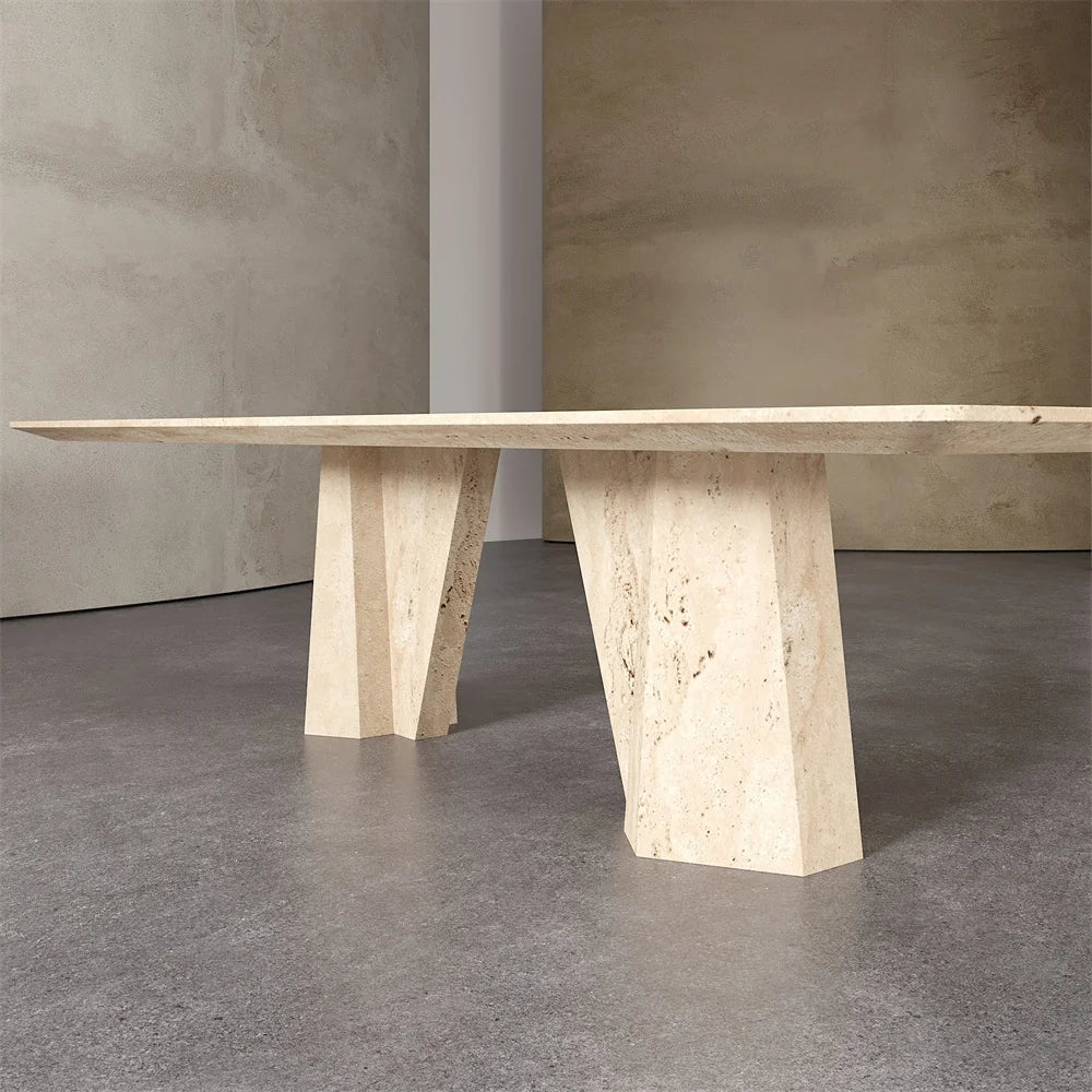 Modern Scandinavian Rectangle Marble Top Solid Stone Base Dining Table for Dining Room and Workshop 8-Seater - Image 2