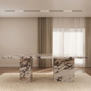 Kumusi Furniture Olivia Italian Calacatta Viola Marble Dining Table