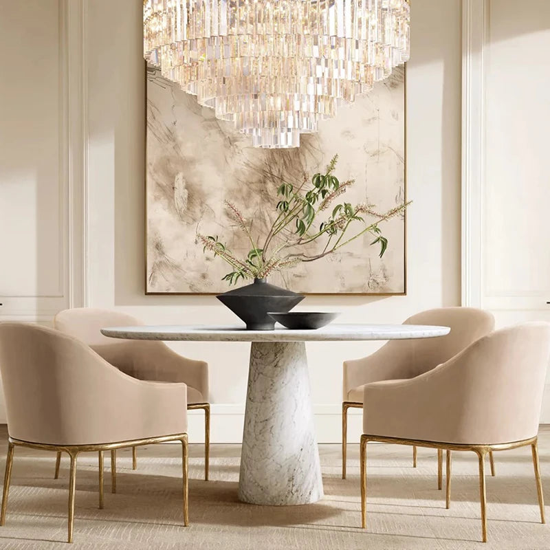 Private Brand High-End Furniture Manufacturer Marble Circular Coffee Table Living Room Travertine Dining Table - Image 4