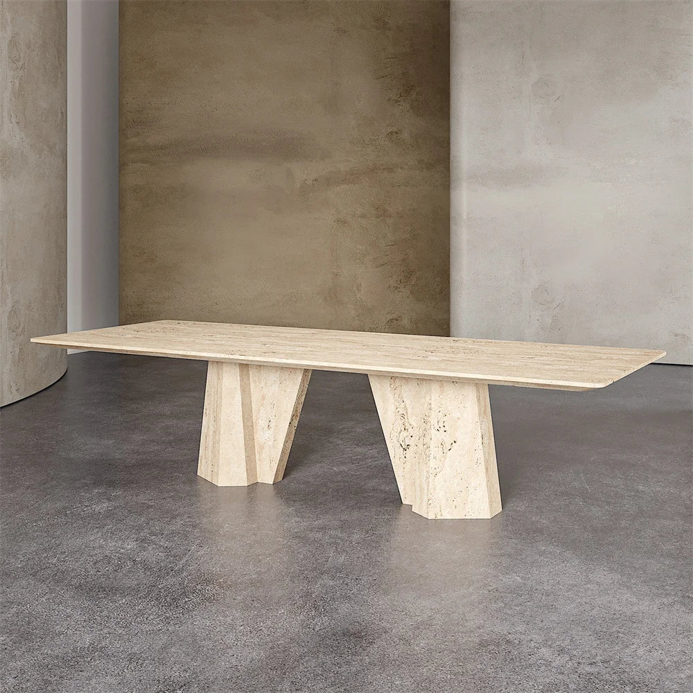 Modern Scandinavian Rectangle Marble Top Solid Stone Base Dining Table for Dining Room and Workshop 8-Seater - Image 4