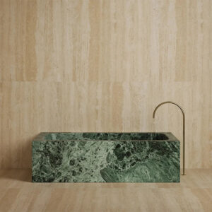 Kumusi Furniture Luxury Hotel Bathroom Indoor Solid Marble Verde Alpi Rectangle Bathtub