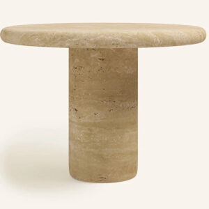 Kumusi Luxury Natural Travertine Modern Scandinavian Extendable Marble Round Dining Table
