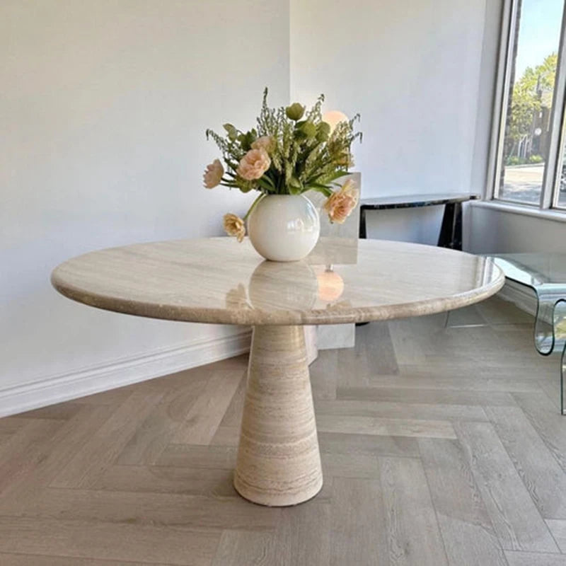 Private Brand High-End Furniture Manufacturer Marble Circular Coffee Table Living Room Travertine Dining Table - Image 7