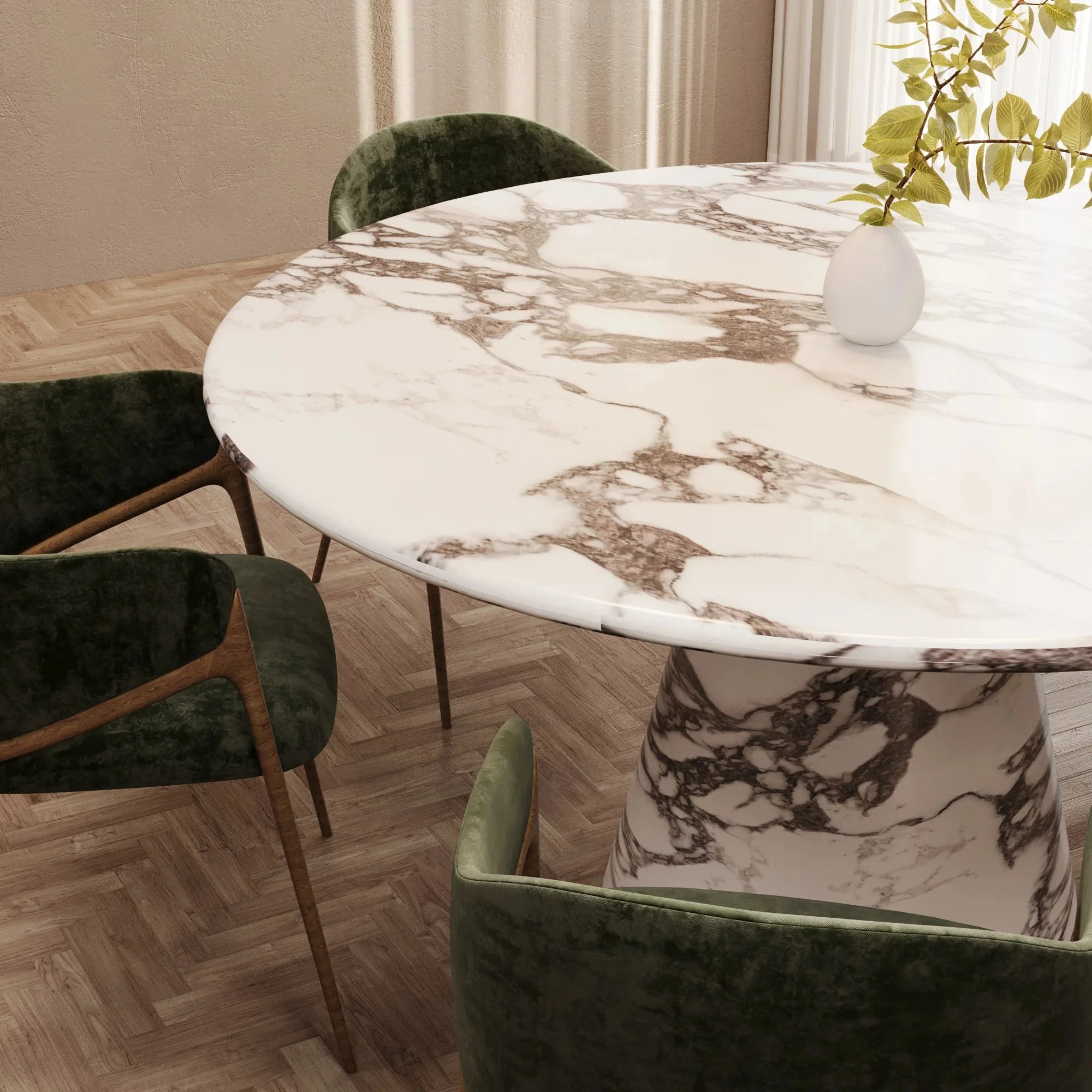 Kumusi Furniture Vivian Italian Calacatta Viola Extendable Round Dining Table for Workshop Use - Image 3