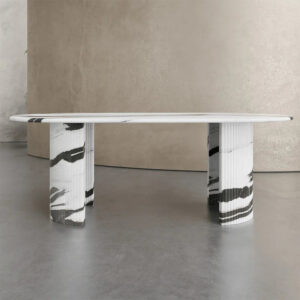 Kumusi Luxury Oval Shape Natural Marble Table Tops Dining Room Stone Furniture Marble Dining Table