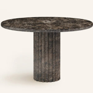 Modern Simple Dark Coffee Patterned Marble Marble Round Dining Table