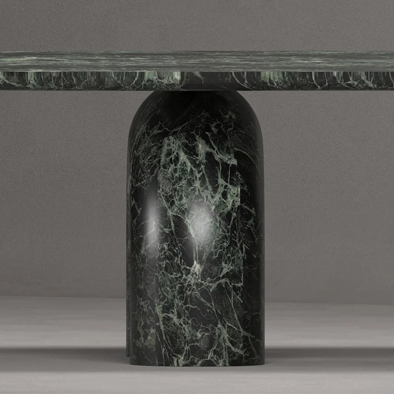 Kumusi Luxury Stone Verde Alpi Rectangle Marble Dining Table - Image 3