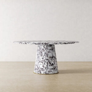 Italian Zebra Pattern Classic Color Matching Round Table High-End Furniture Solid Travertine Dining Table