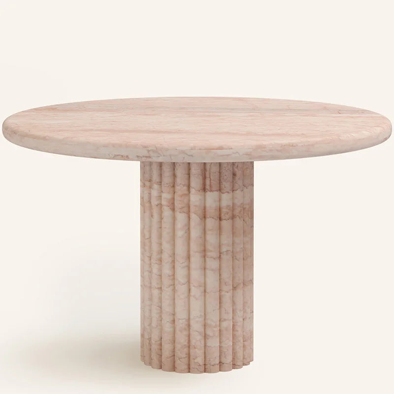Modern Simple Dark Coffee Patterned Marble Marble Round Dining Table - Image 12