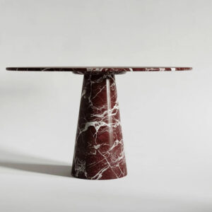 Kumusi Luxury Rosso Levanto Natural Burgundy Marble Round Cocktail Table for Dining Room
