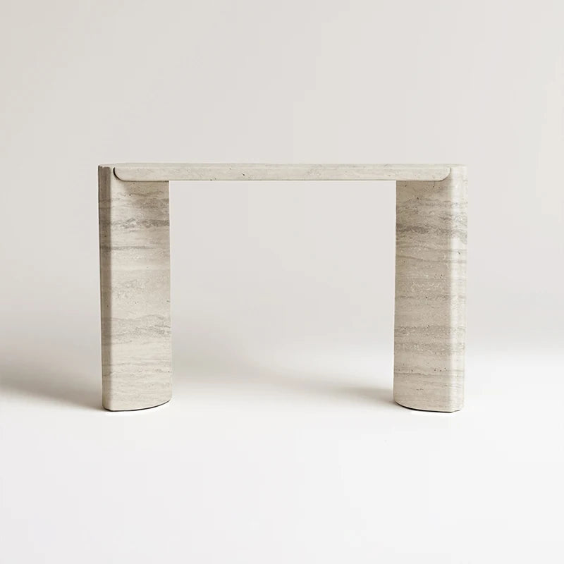 KUMUSI FURNITURE Wabi-Sabi Solid Travertine Stone Console Table for Villa & Hotel Living Rooms - Image 3