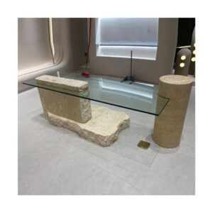 2022 Best Selling Travertine Marble square Table Rectangular Marble Dining Table Mirror Dining Table