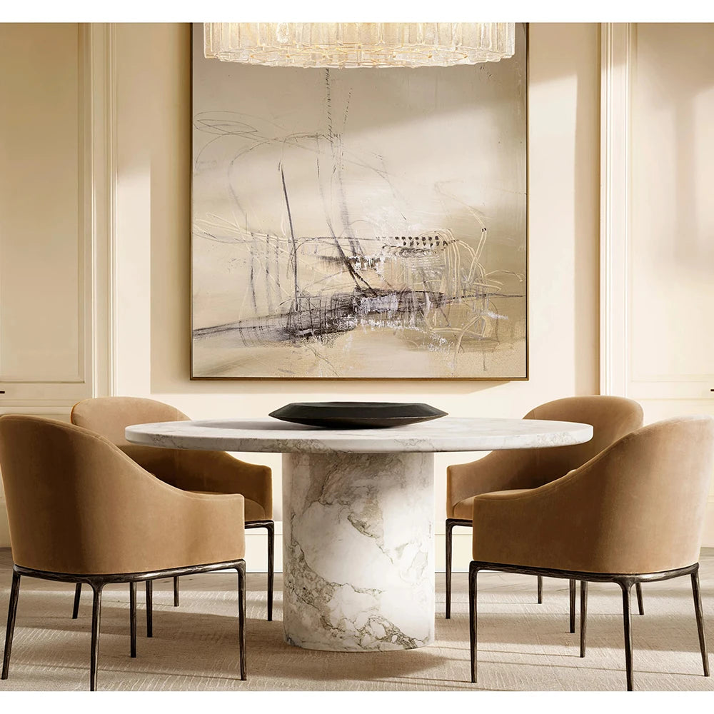 Kumusi New Travertine Round Dining Table, Modern Style, Factory Produced - Image 3