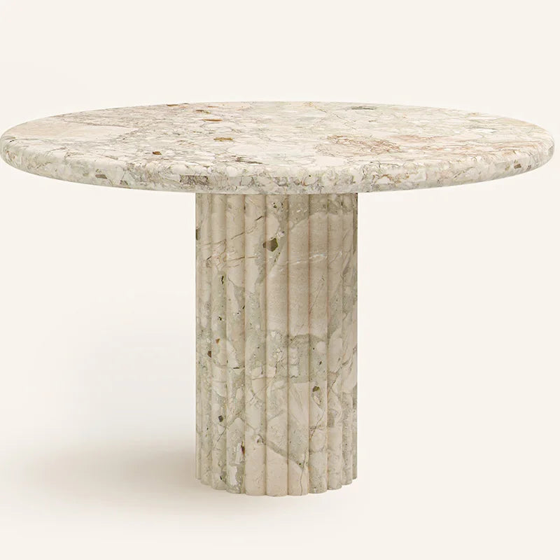 Modern Simple Dark Coffee Patterned Marble Marble Round Dining Table - Image 15