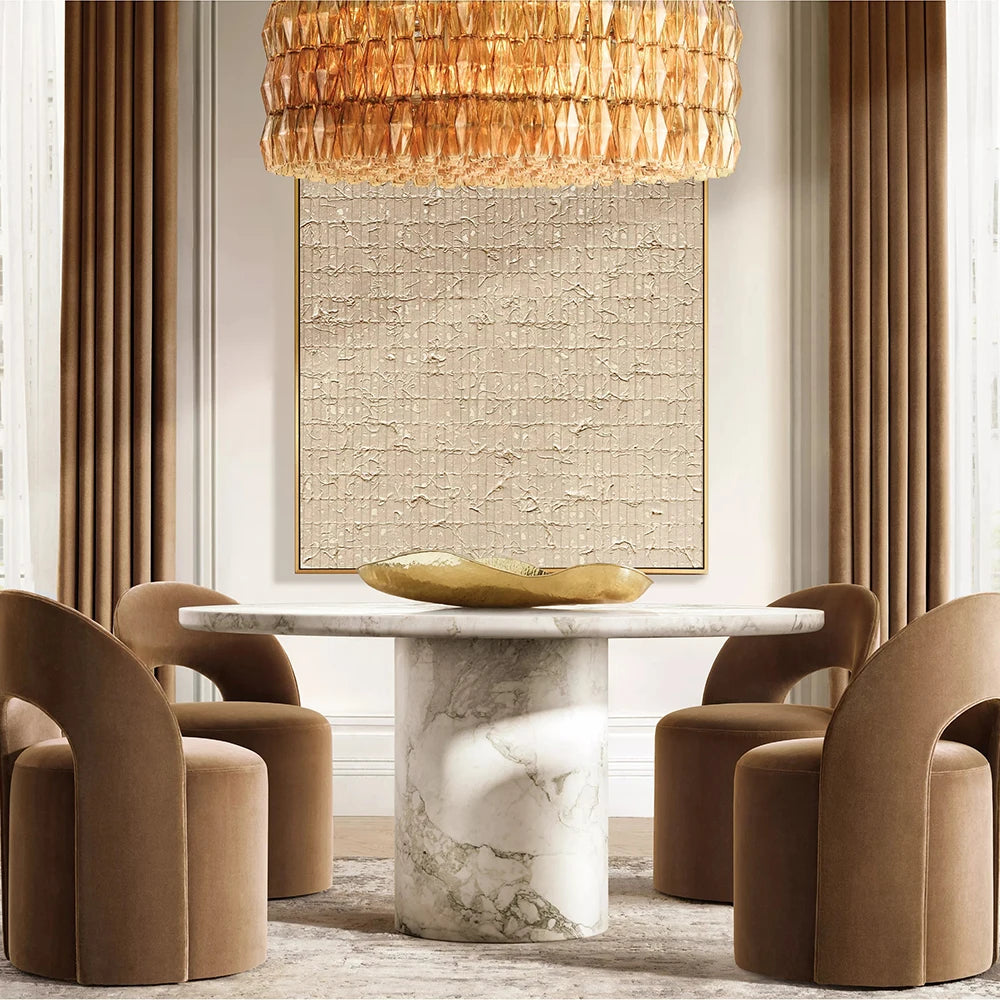 Kumusi Round Dining Table Arabescato Table - Image 4