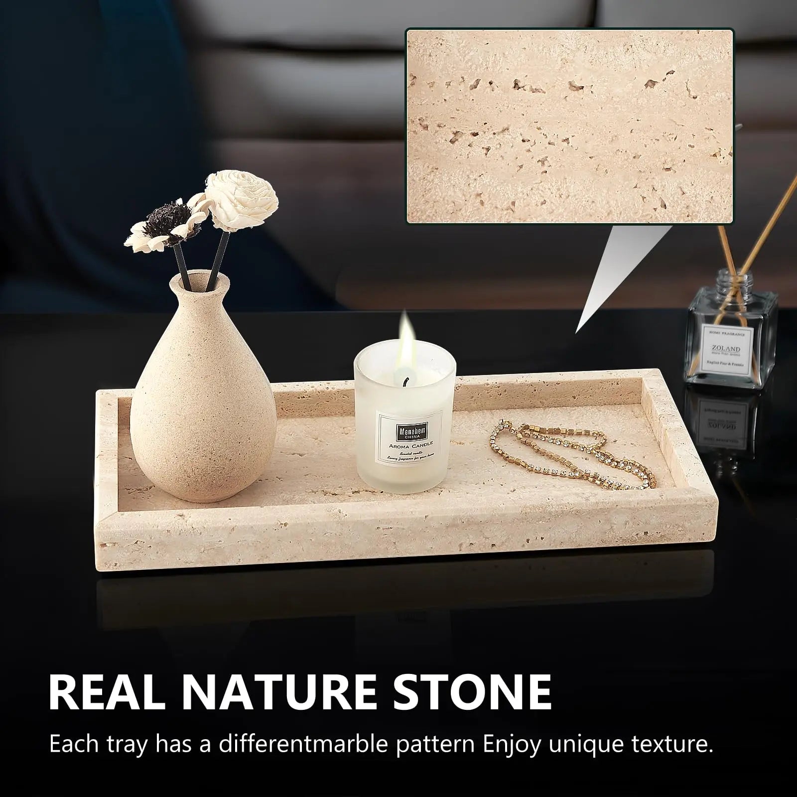 Beige Serving Plate Dish for Perfume Jewelry Candles, Table Accents Decor - Image 4