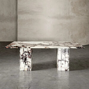Kumusi Furniture Luxury Scandinavian Marble Dining Room Set Home Furniture Dining Table with Workshop Use